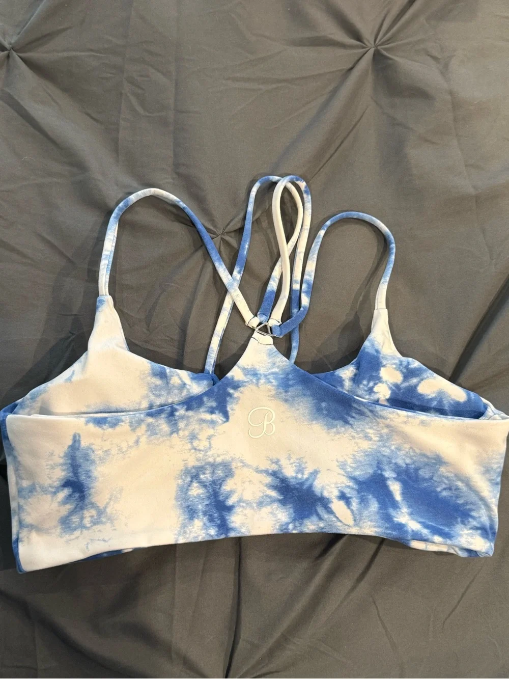 Bombshell Sportswear *Retired* Seamless Tie-Dye Blue & White Strappy Bralette